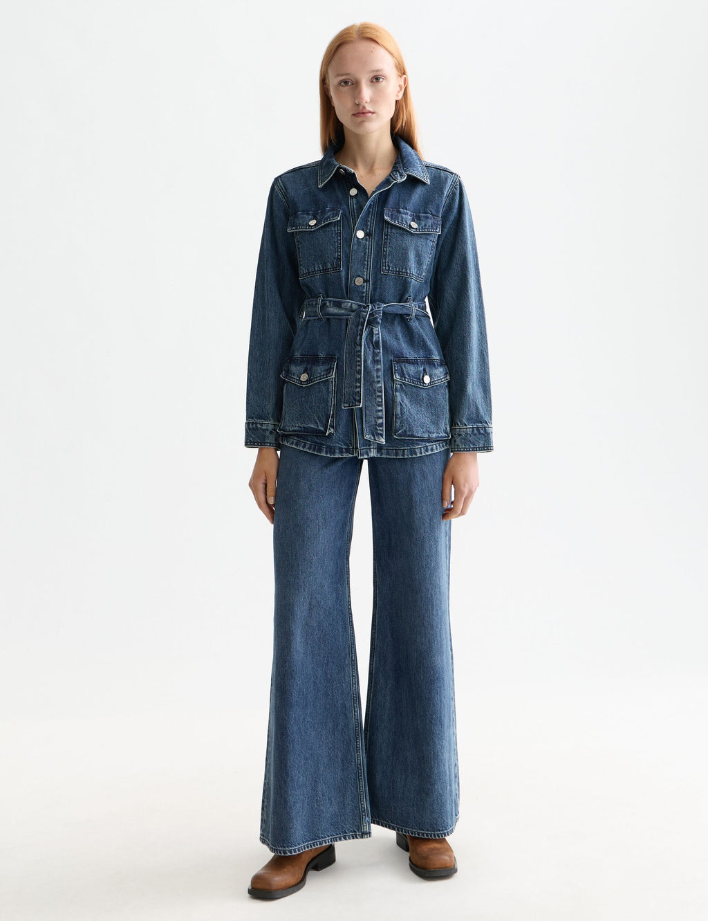Worked out belted denim jacket — Framework
