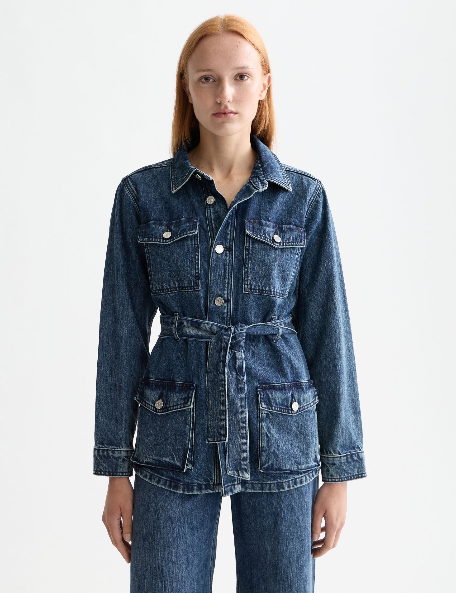 Worked out belted denim jacket — Framework