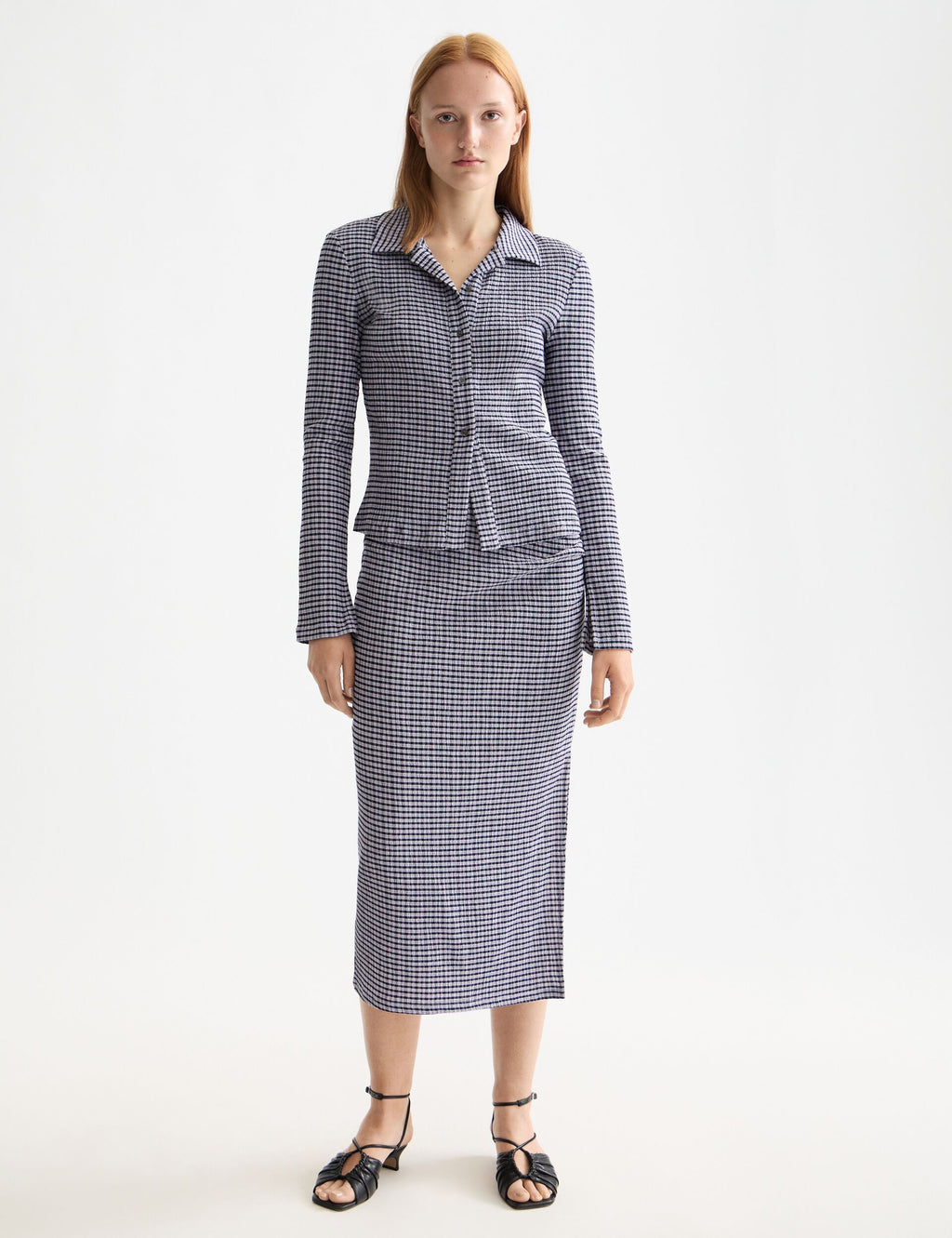 Structured gingham skirt