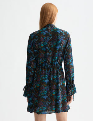 Printed long sleeve mini dress
