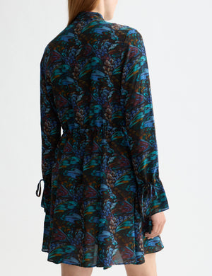 Printed long sleeve mini dress