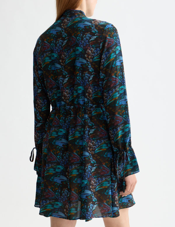 Printed long sleeve mini dress