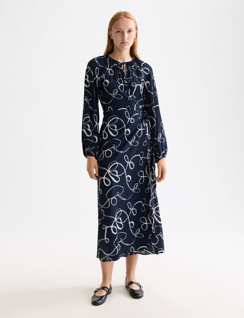 Robe portefeuille midi à découpe en forme de goutte