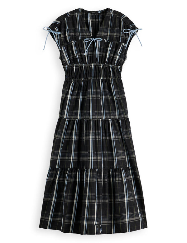 Gathered Taffeta midi dress with tied details