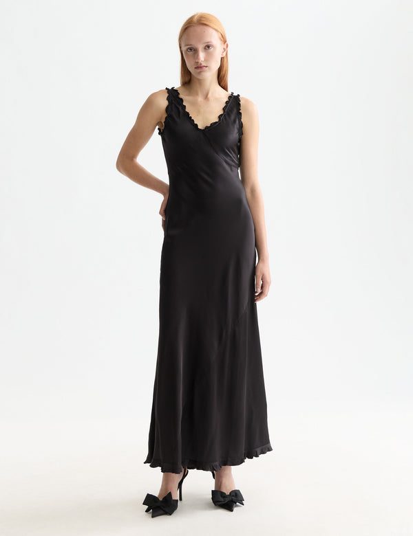Maxi Slip dress with ruffled edges