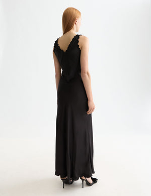 Maxi Slip dress with ruffled edges
