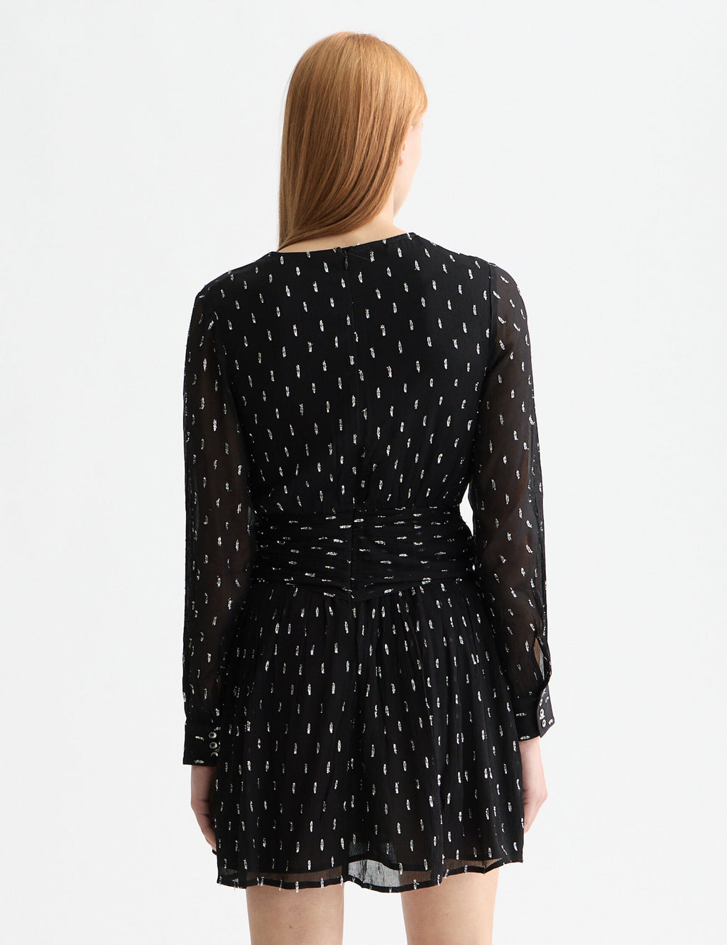 Long sleeve mini dress with draped front