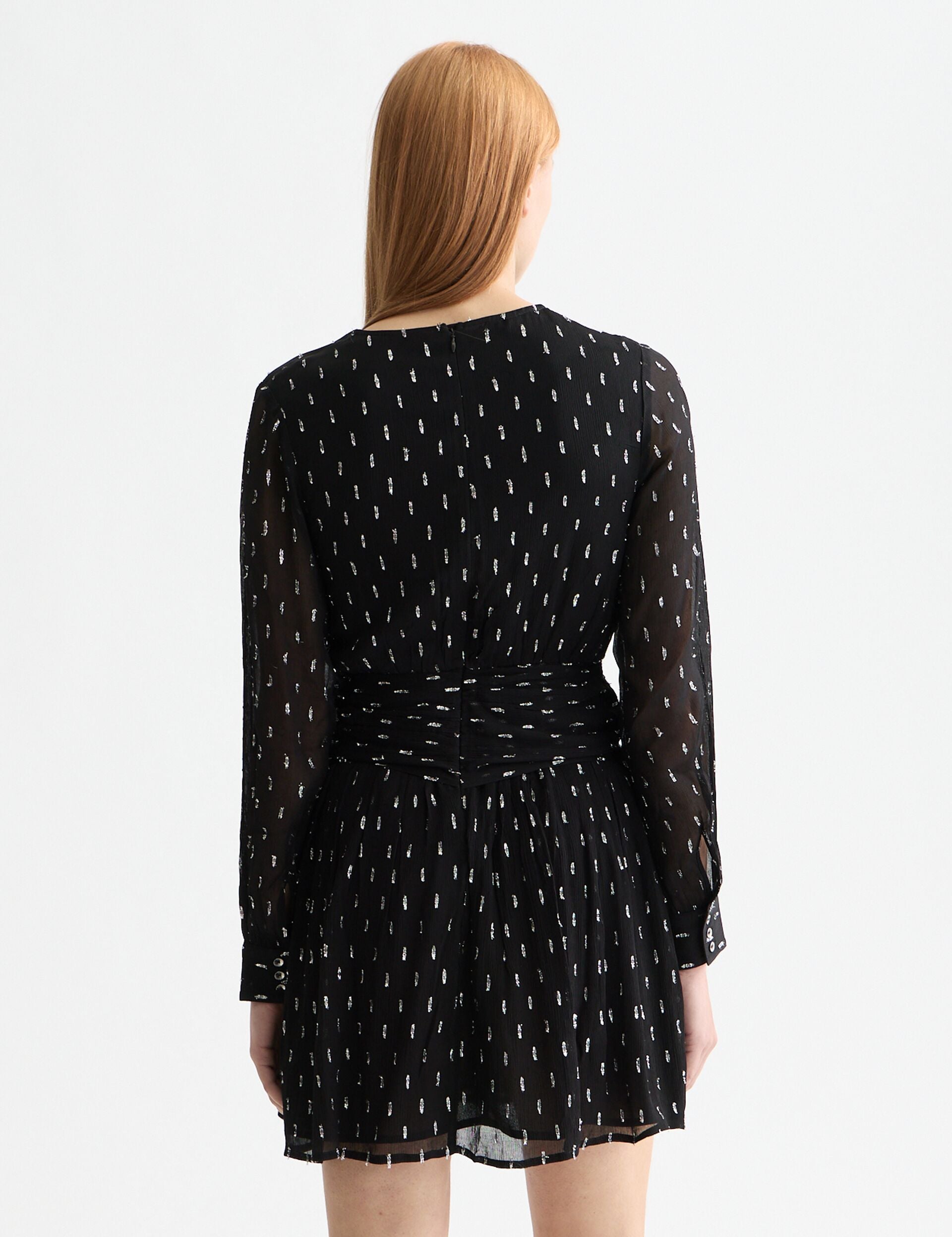 Long sleeve mini dress with draped front