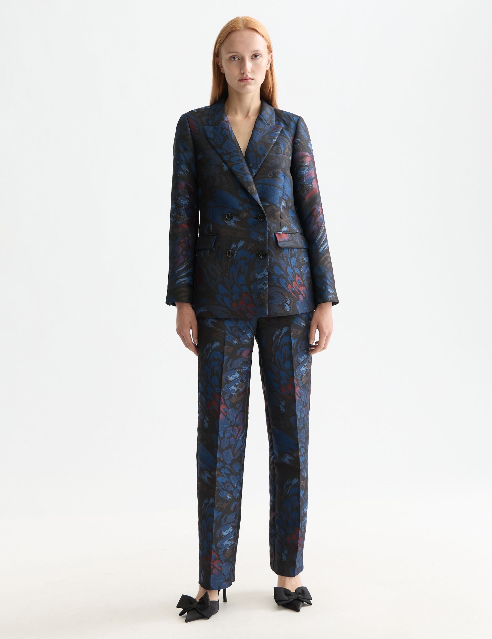 Ripple pheasant jacquard straight leg pant