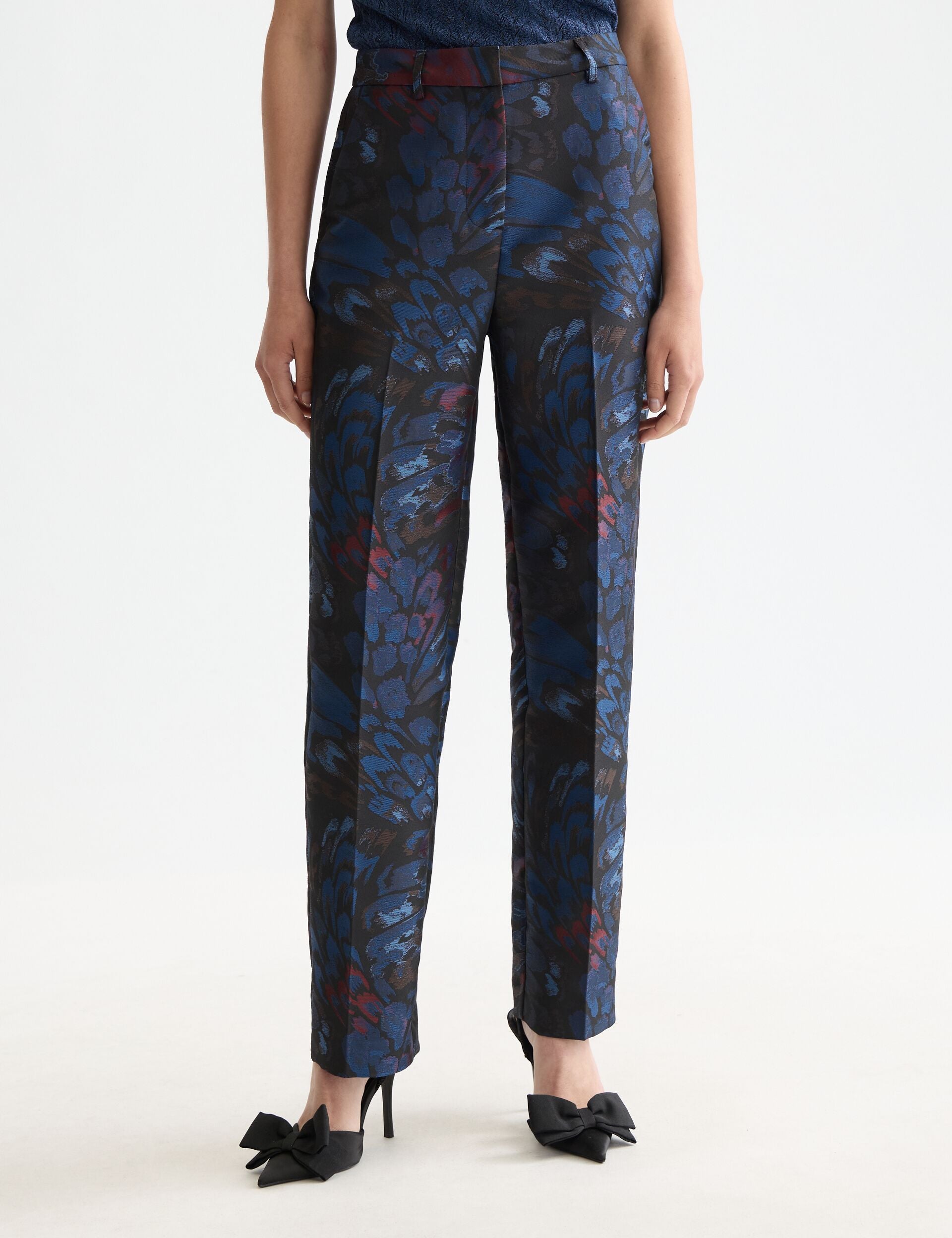 Ripple pheasant jacquard straight leg pant