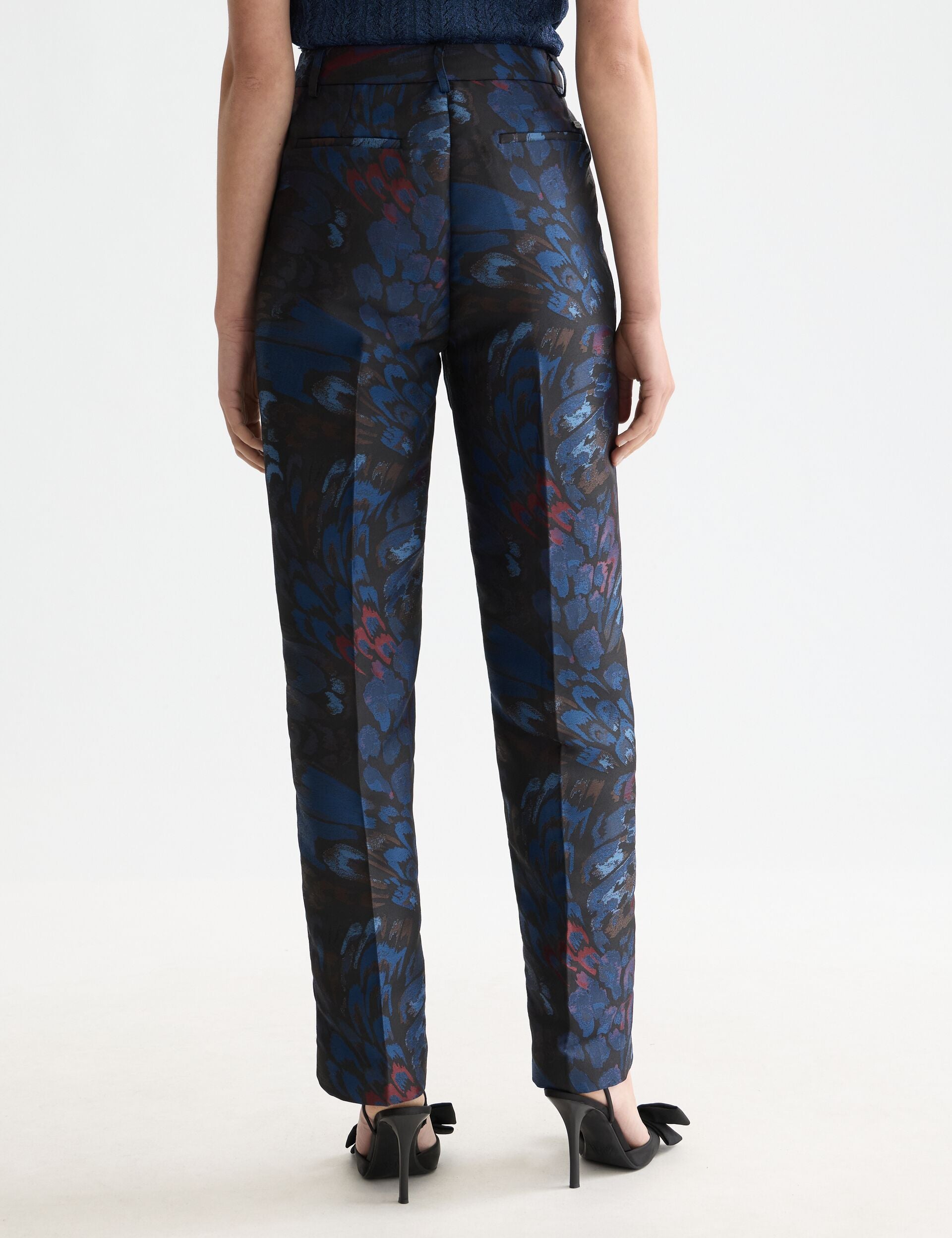 Ripple pheasant jacquard straight leg pant