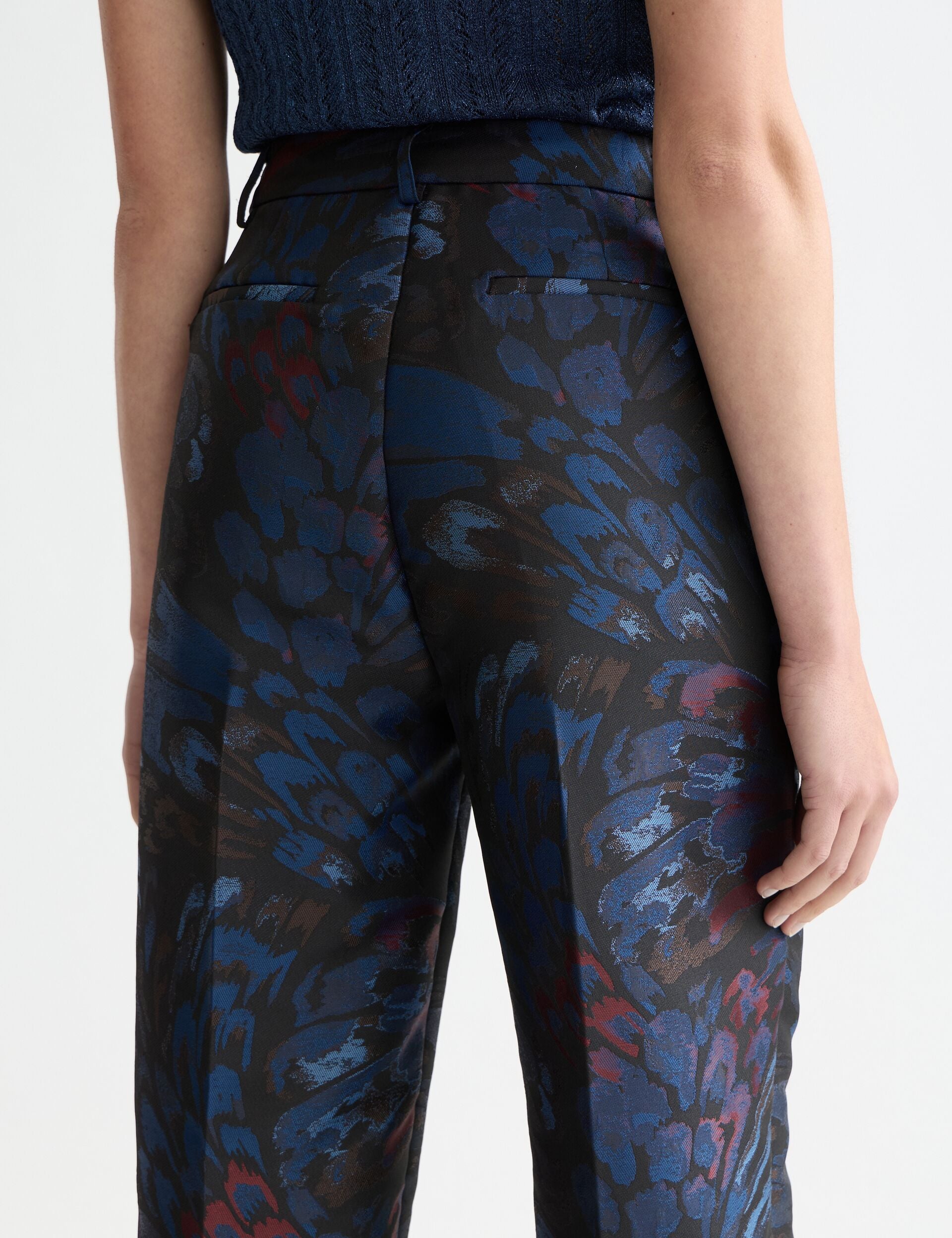Ripple pheasant jacquard straight leg pant