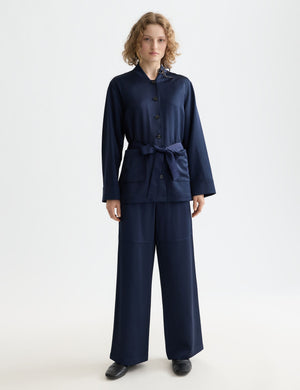 Noa - high rise wide leg pull on satin pant