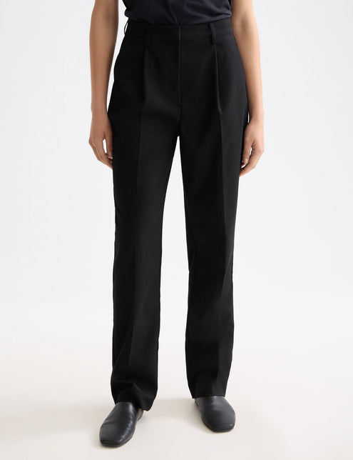 Pantalon Robyn taille haute, coupe fuselée, en gabardine décontractée