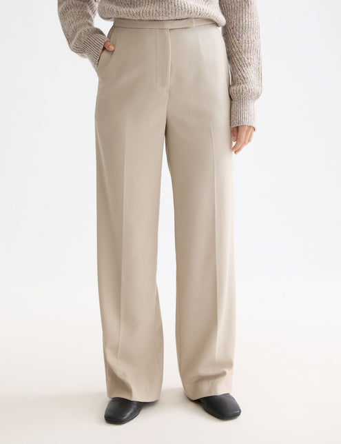 Pantalon Edie - taille haute, jambes larges, en gabardine