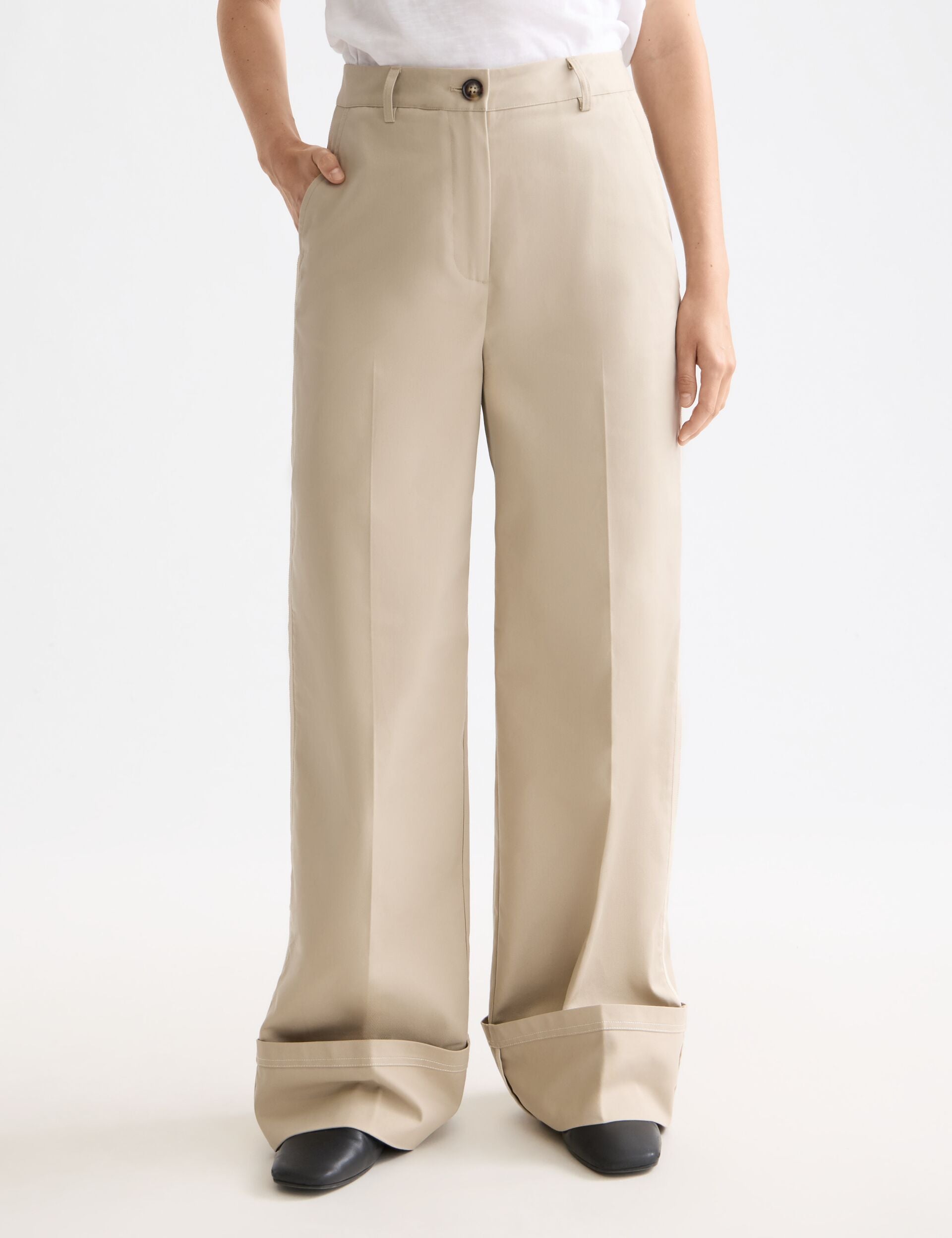 Luca high rise wide leg cuffed chino pant– Scotch & Soda