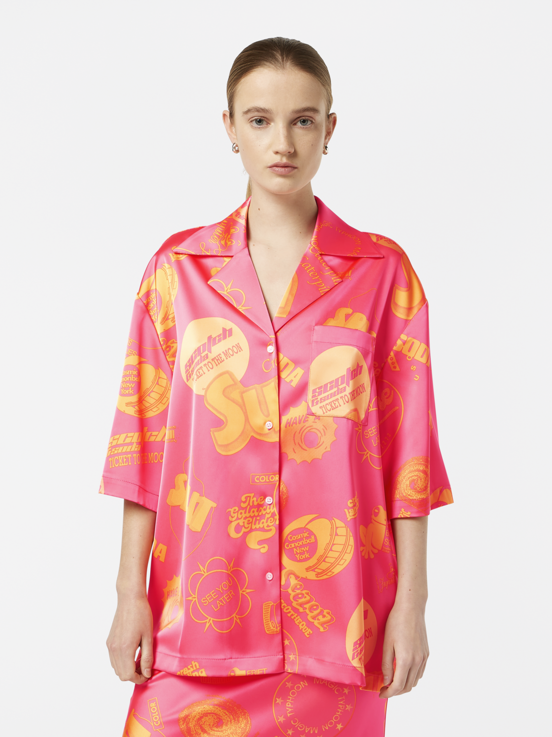 Satin Printed Short Sleeve Shirt