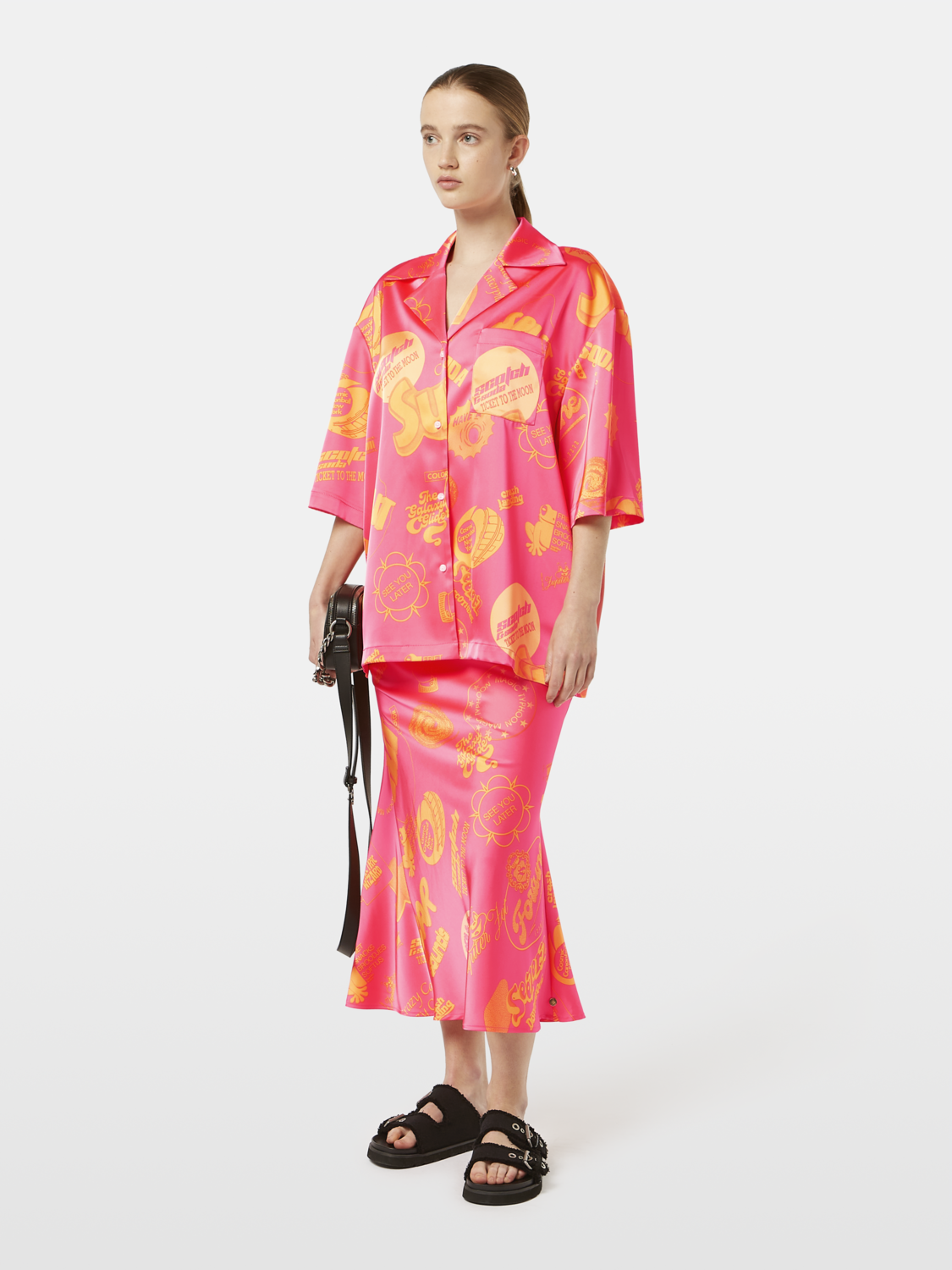 Satin Printed Short Sleeve Shirt