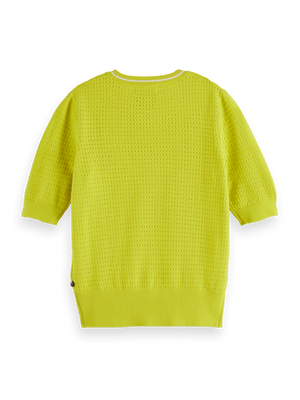 Pointelle Relaxed Short Sleeve Pullover