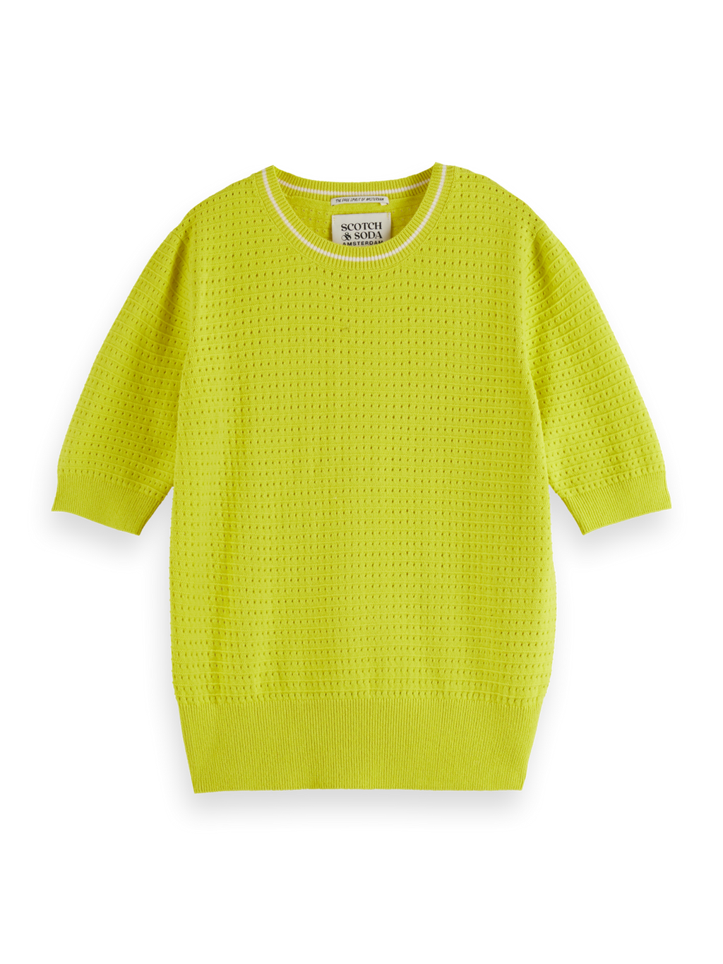 Pointelle Relaxed Short Sleeve Pullover
