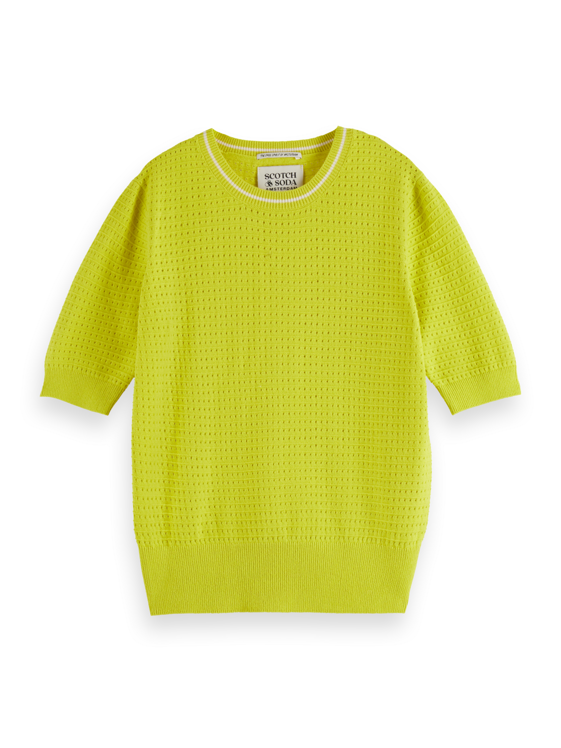 Pointelle Relaxed Short Sleeve Pullover