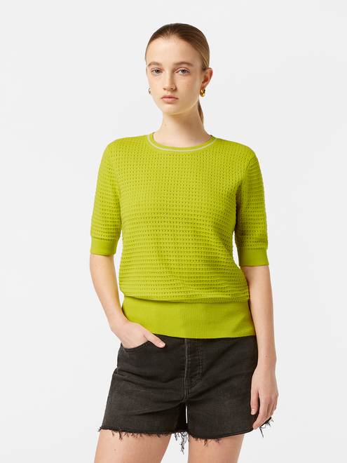 Pointelle Relaxed Short Sleeve Pullover