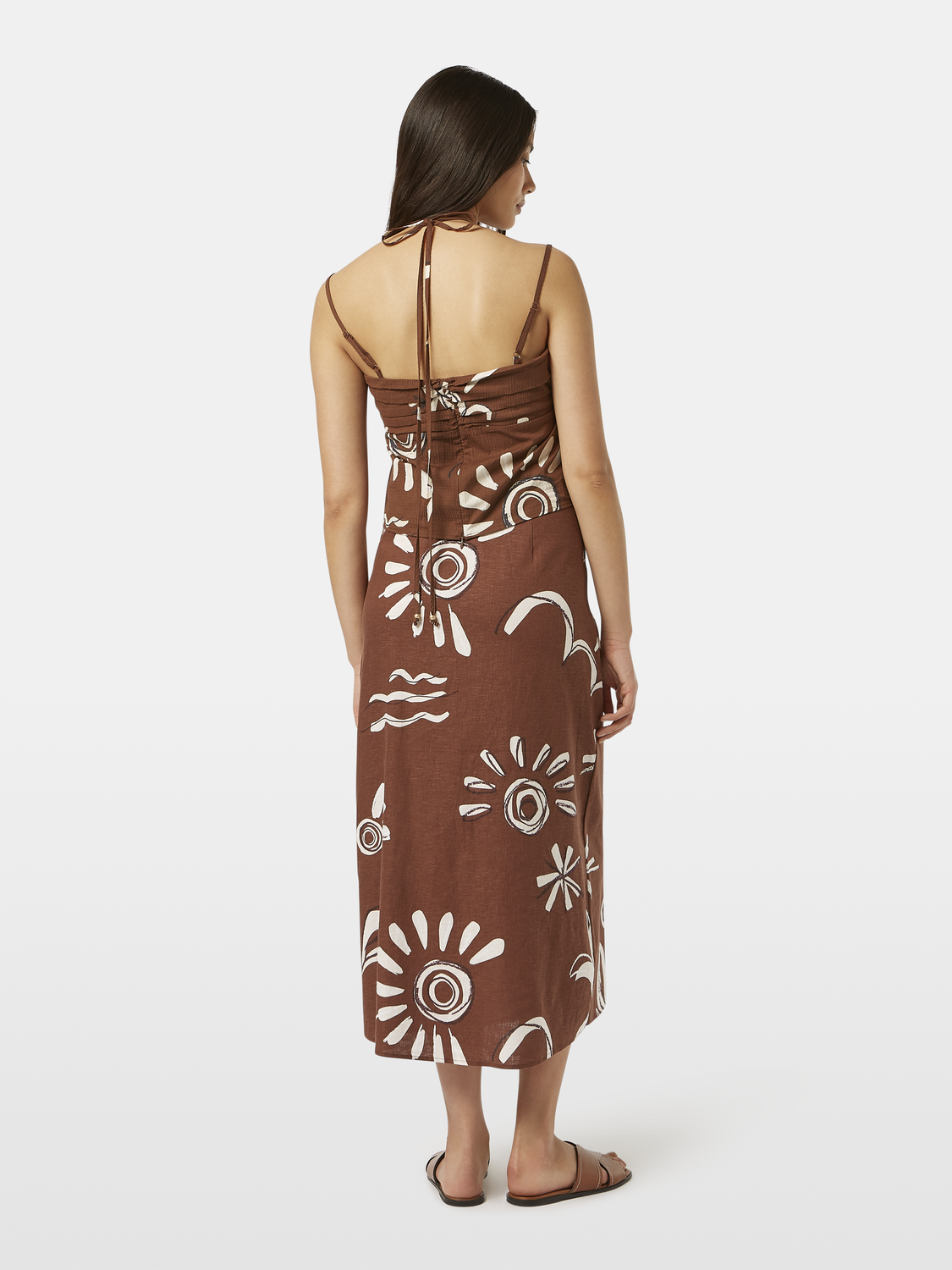 Inky Sun Gathered Strappy Tank Top