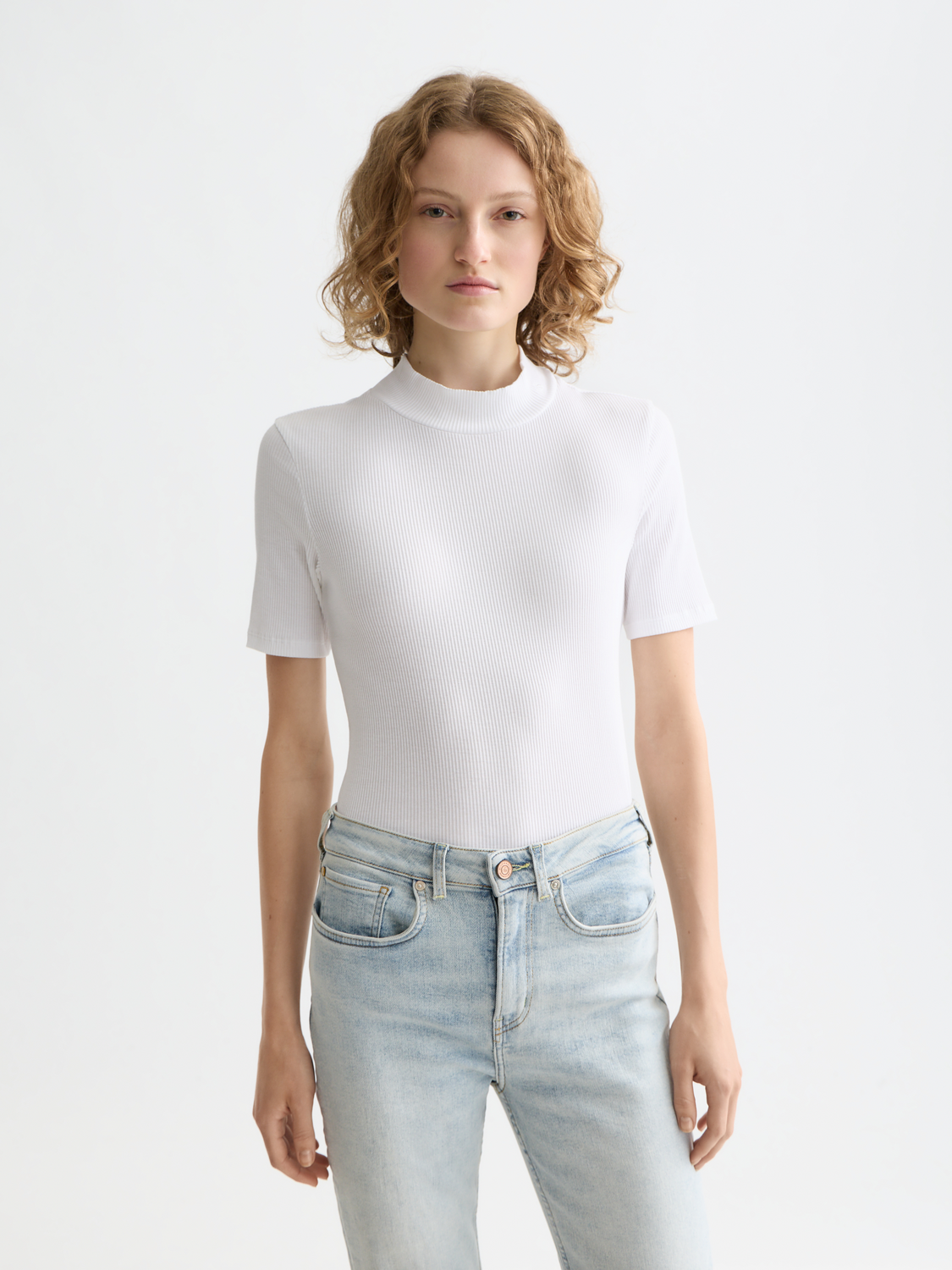 Essentials — Mock Neck Ribbed T-Shirt