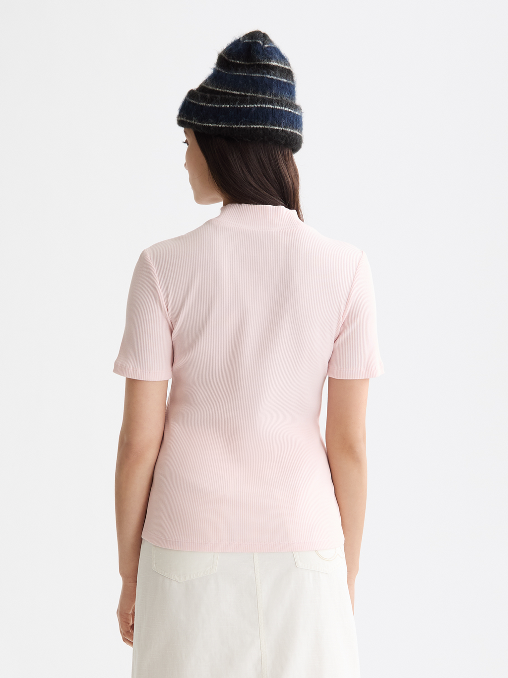 Mock Neck Rib T-Shirt