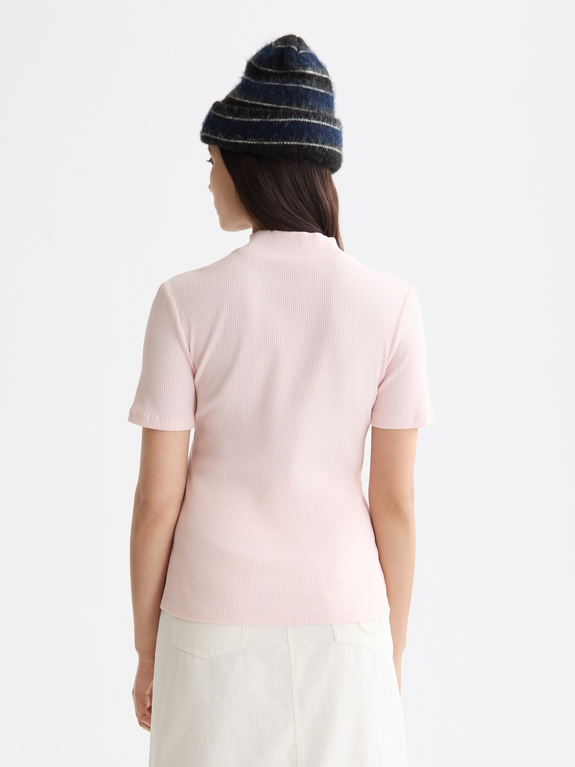 Mock Neck Rib T-Shirt