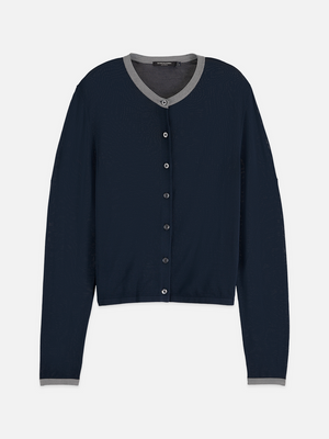 Stripe Trim Relaxed Cardigan