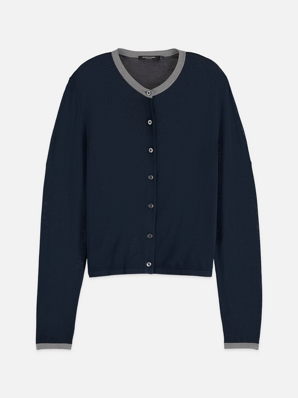 Stripe Trim Relaxed Cardigan