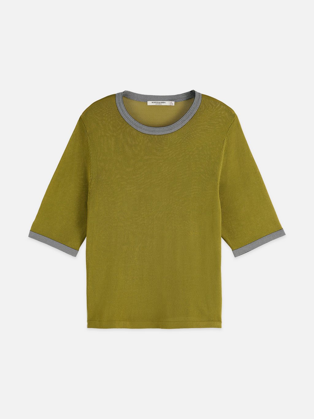 Pull à manches courtes avec liseré rayé