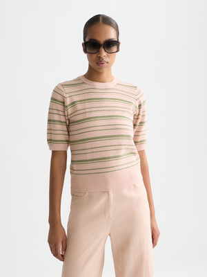 T-shirt en tricot rayé texturé