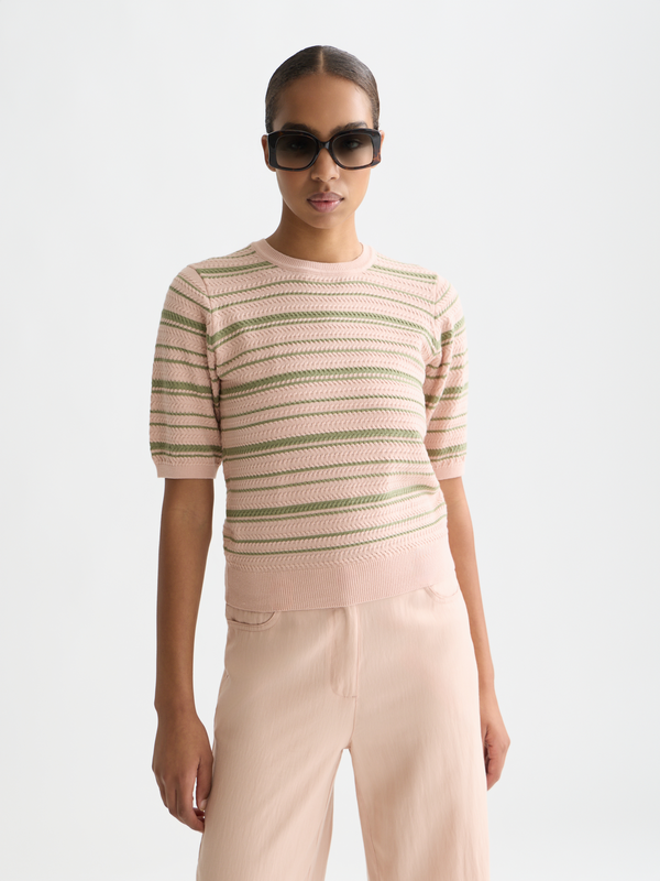 T-shirt en tricot rayé texturé