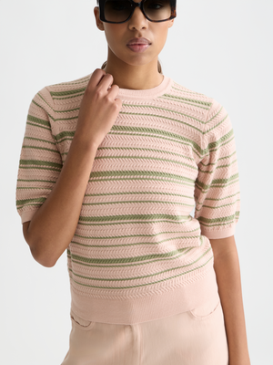 T-shirt en tricot rayé texturé