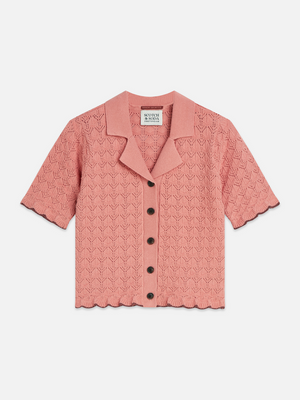 Pointelle Short Sleeve Cardigan