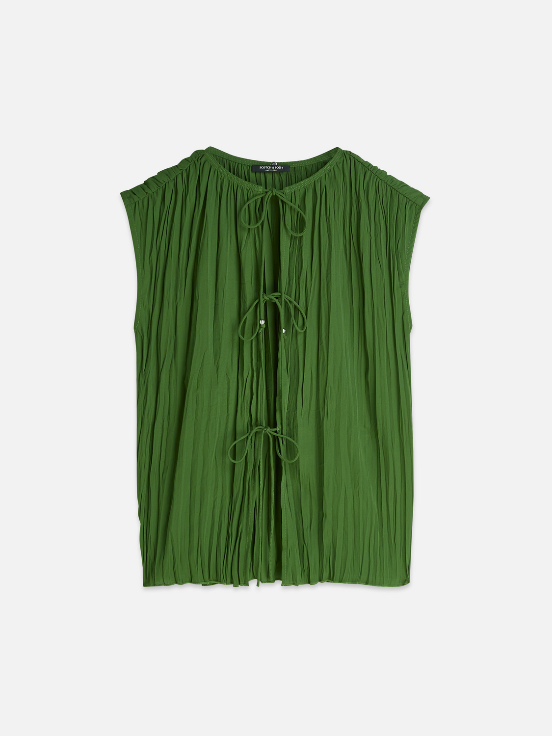 Micro Pleat Top With Ties