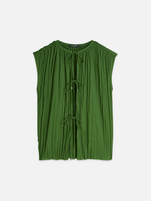 Micro Pleat Top With Ties