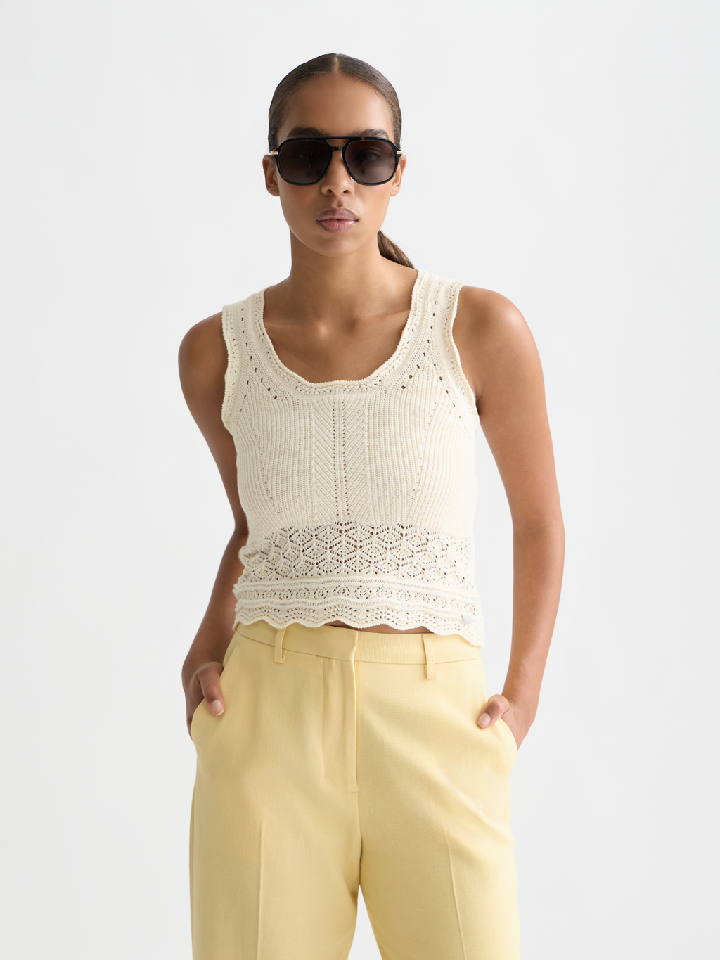 Pointelle Knitted Vest