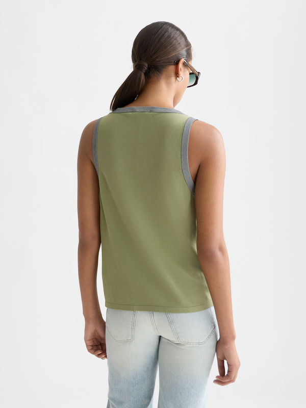 Stripe Trim Relaxed Knitted Vest