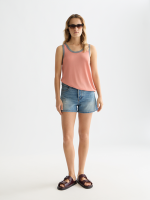 Stripe Trim Relaxed Knitted Vest