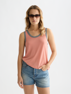Stripe Trim Relaxed Knitted Vest