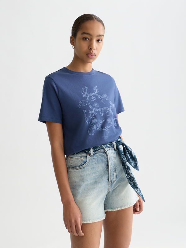 T-shirt Regular avec motif sur la poitrine