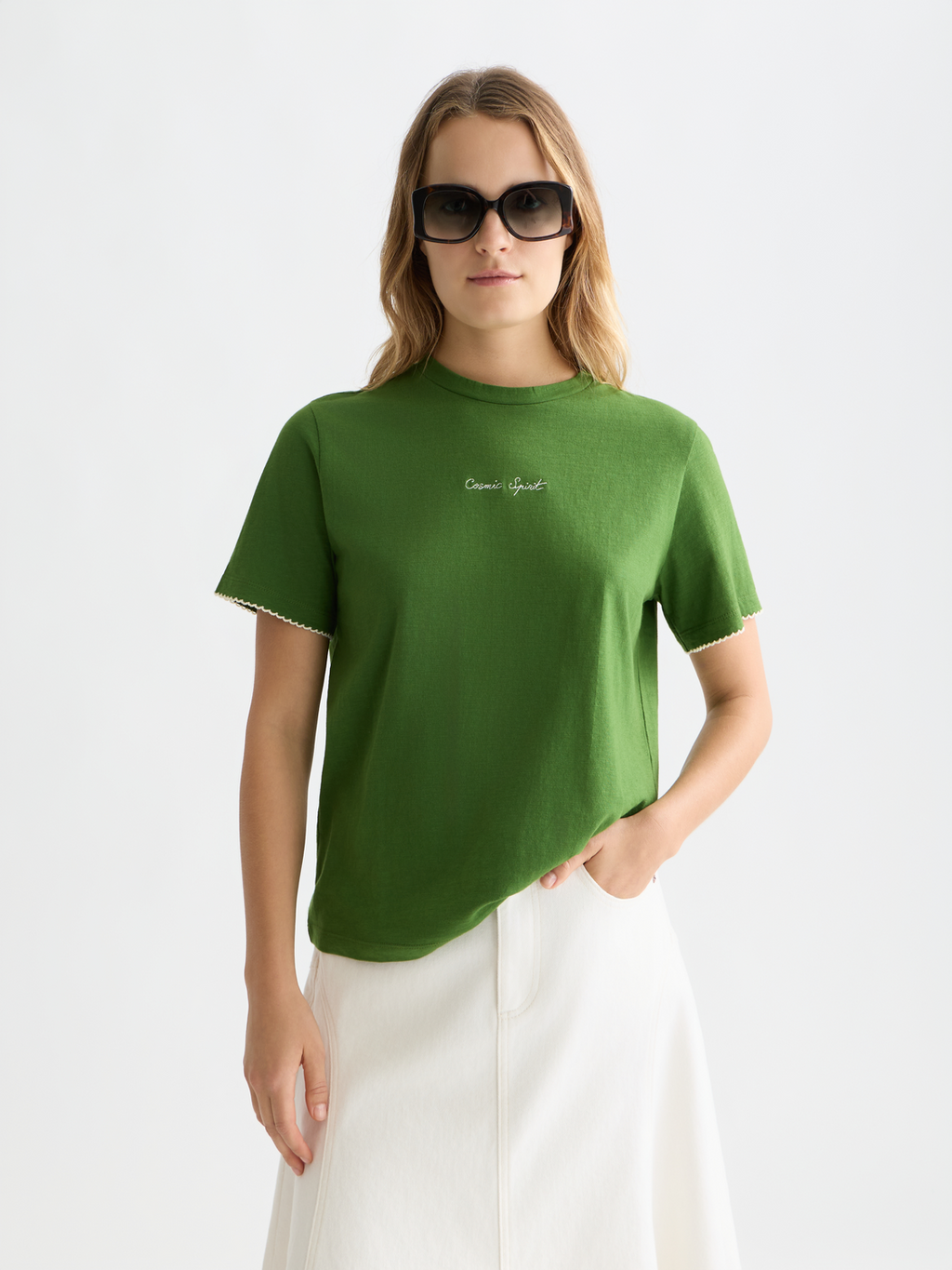 Embroidered Slub Regular-Fit T-Shirt