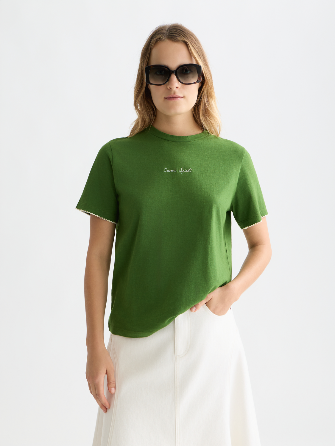 Embroidered Slub Regular-Fit T-Shirt