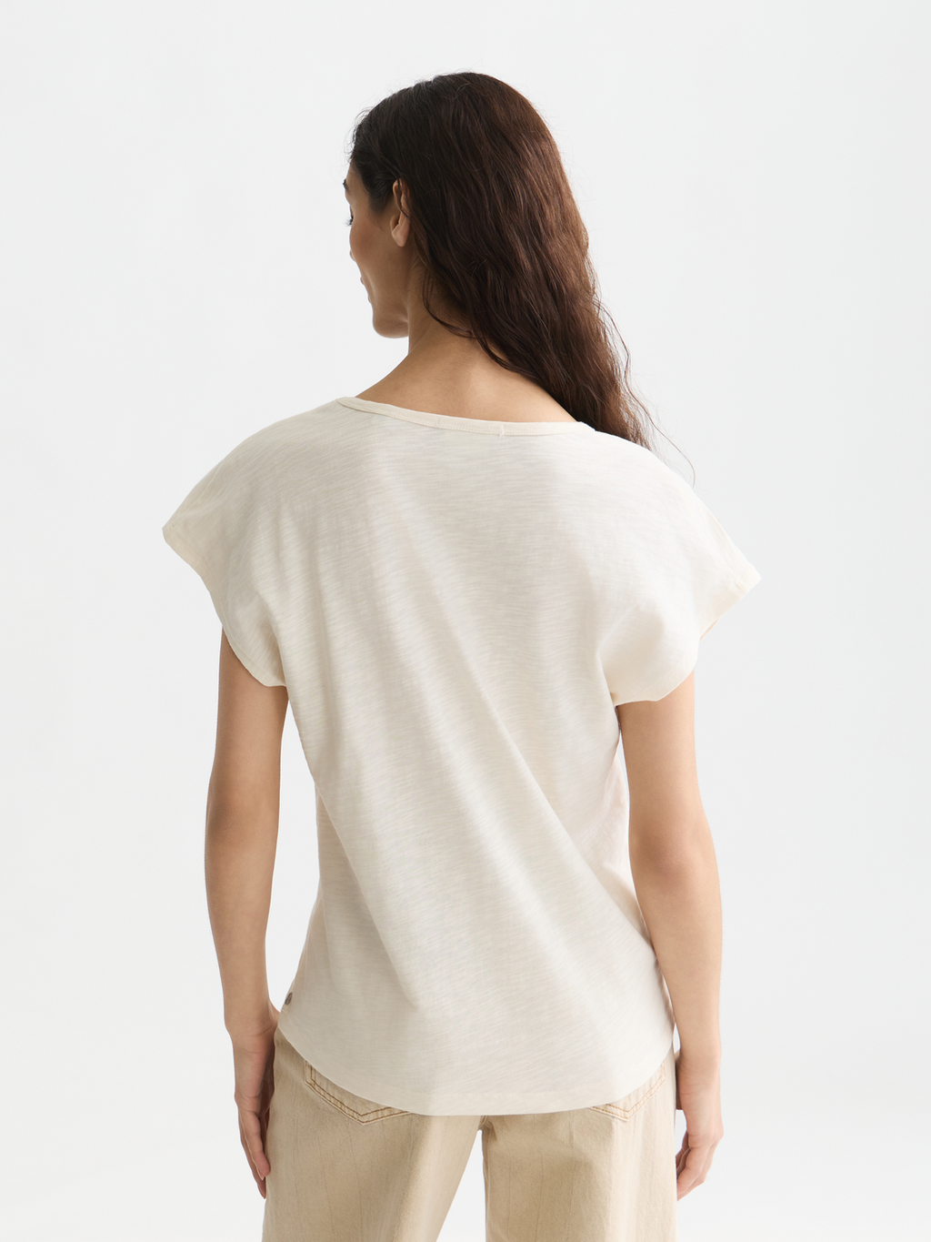T-shirt col V brodé