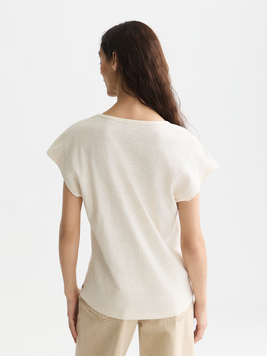 T-shirt col V brodé