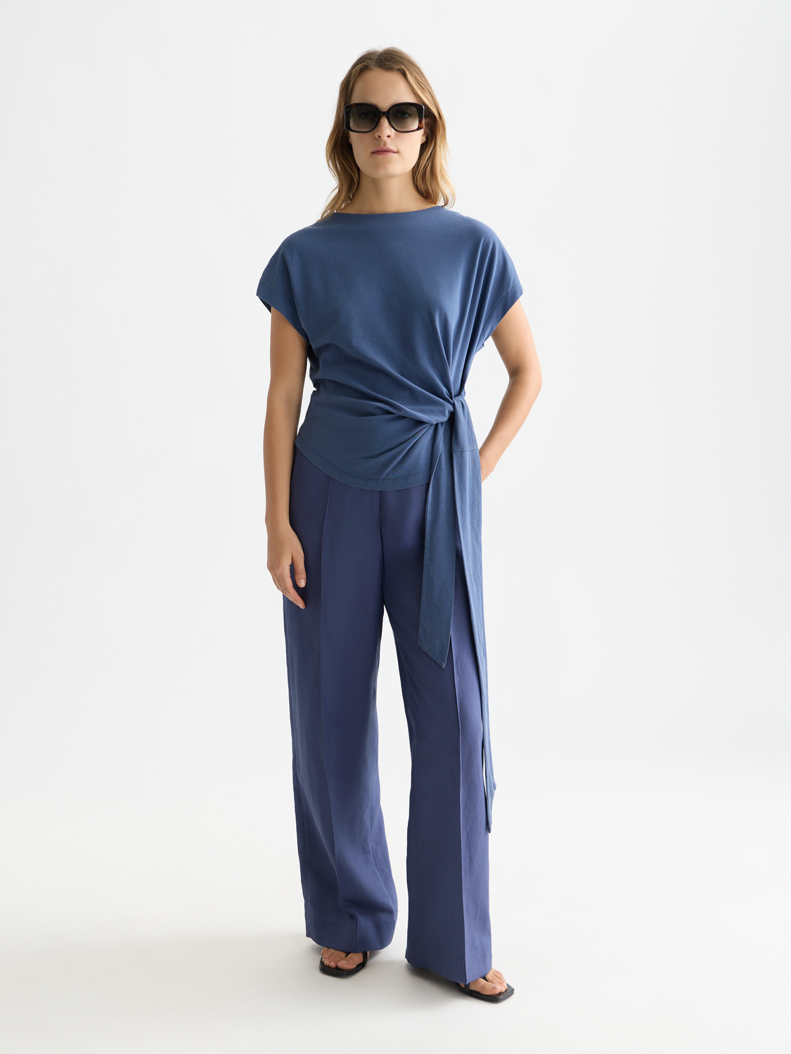 Knotted Slash Neck T-Shirt