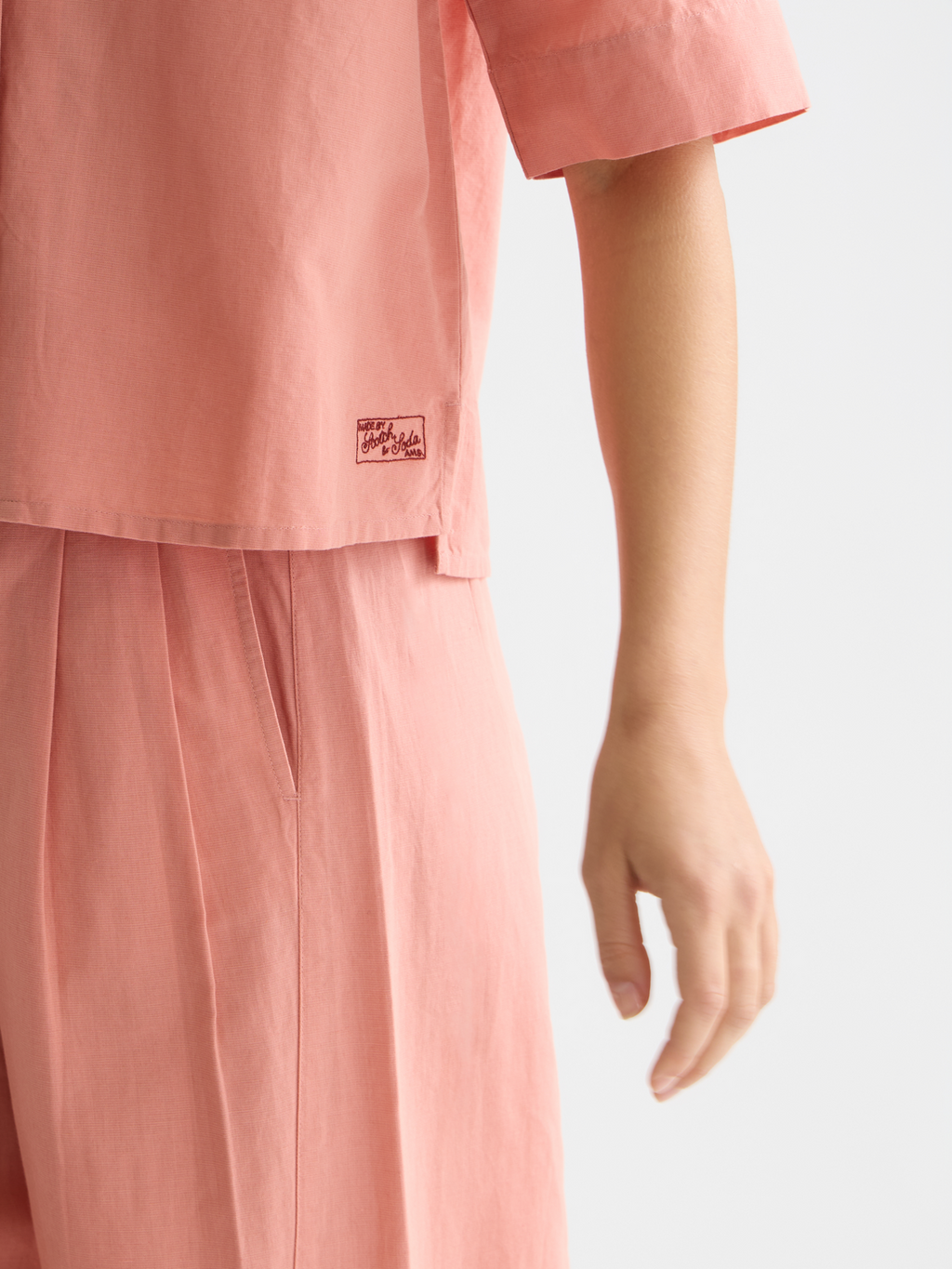 Chemise manches courtes en coton et lin